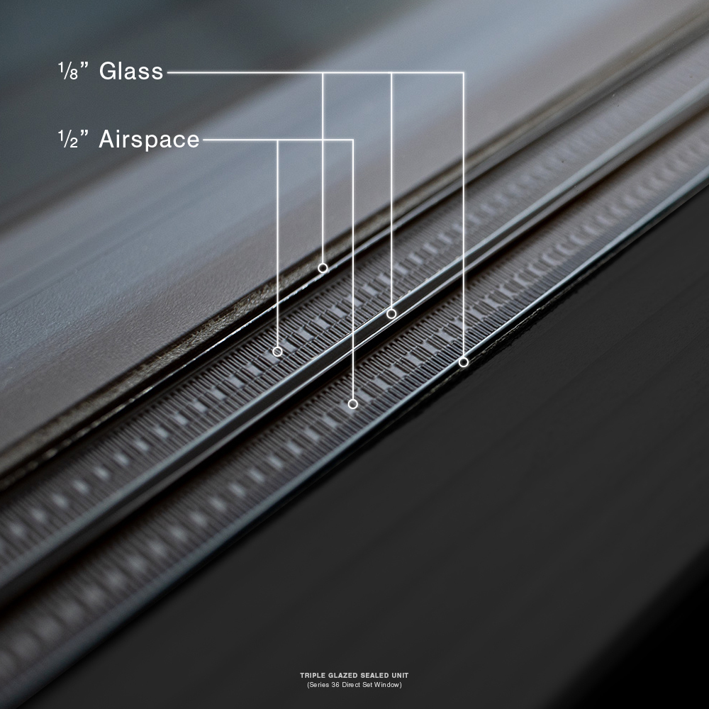 Configuration and dimensions of double glazing system (glass dimensions